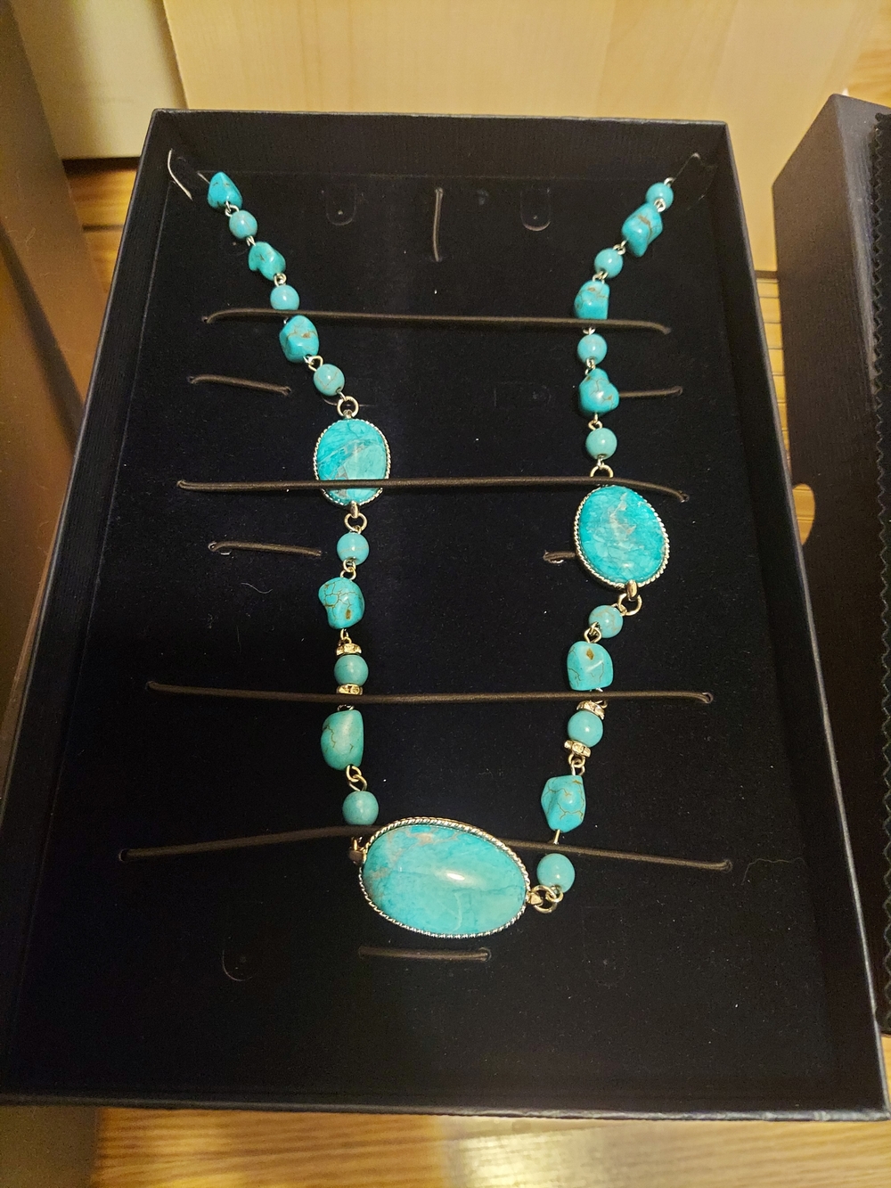 Stauer Turquoise Beaded Necklace with Oval Stone Accents - Blue